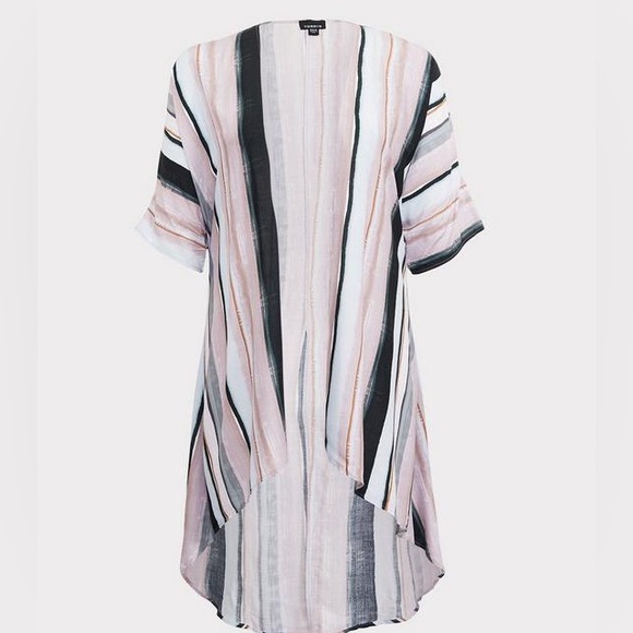 Torrid Multi Stripe Challis Hi-Lo Kimono Cardigan - size 1/2 - Picture 9 of 9